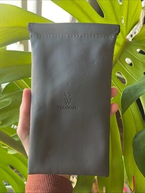 Vera Wang Dark Gray Leatherette Glasses Pouch with Embossed Logo